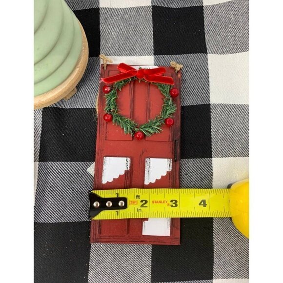 Farmhouse Christmas Door Sign 6in Red Tiered Tray Ornament Holiday Rustic Decor - Picture 3 of 6